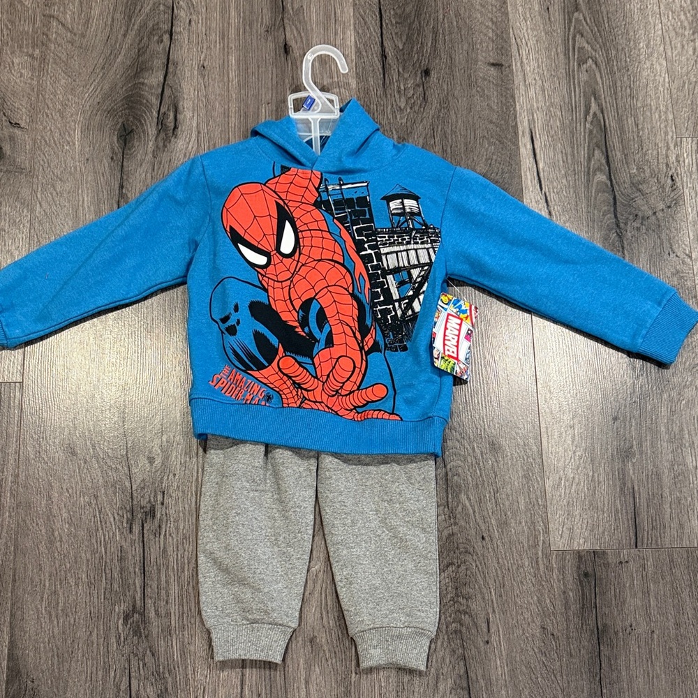 🩵Marvel Spider-Man Blue Hoodie with Gray Pants
